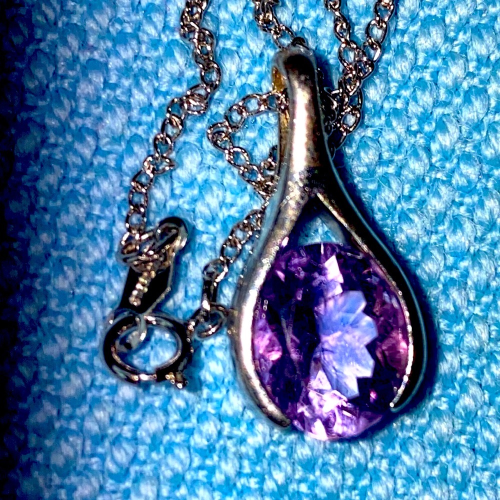 Sterling wishbone Amethyst ? pendant necklaces
